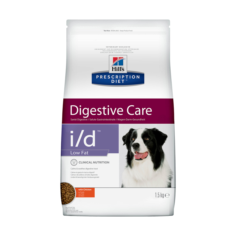 Hill`s PD i/d Digestive Care Low Fat для взрослых собак при ожирении и расстройствах пищеварения, курица, 1,5 кг