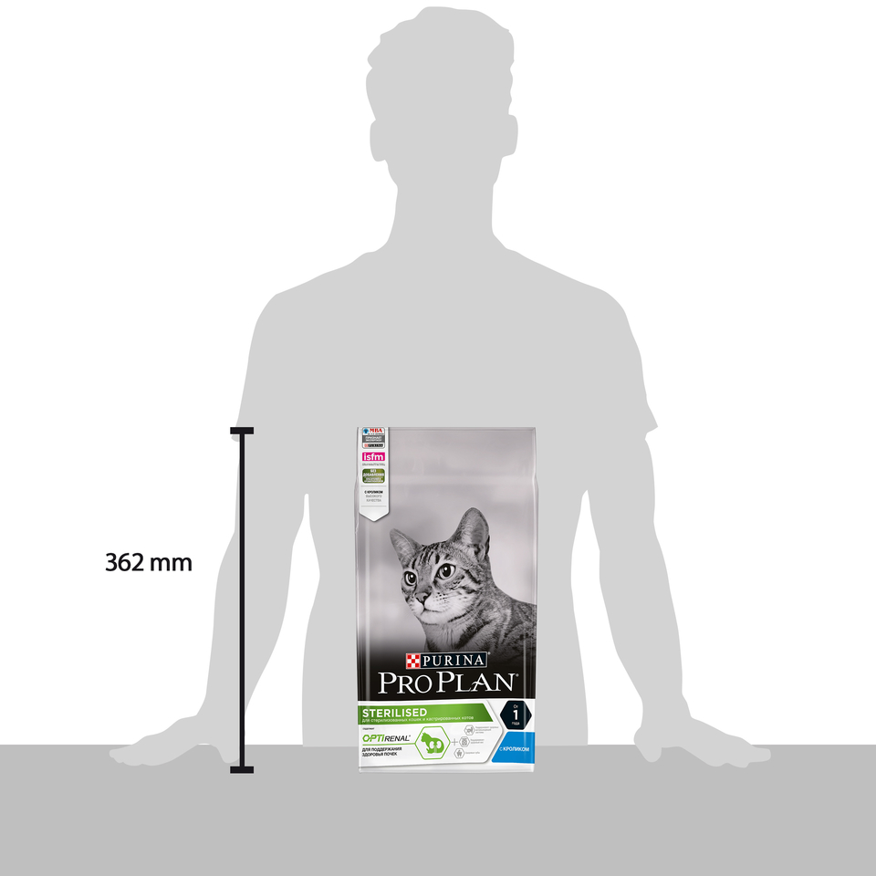 Pro Plan Adult Sterilised OptiRenal для стерилизованных кошек, здоровье почек, кролик, 1,5 кг