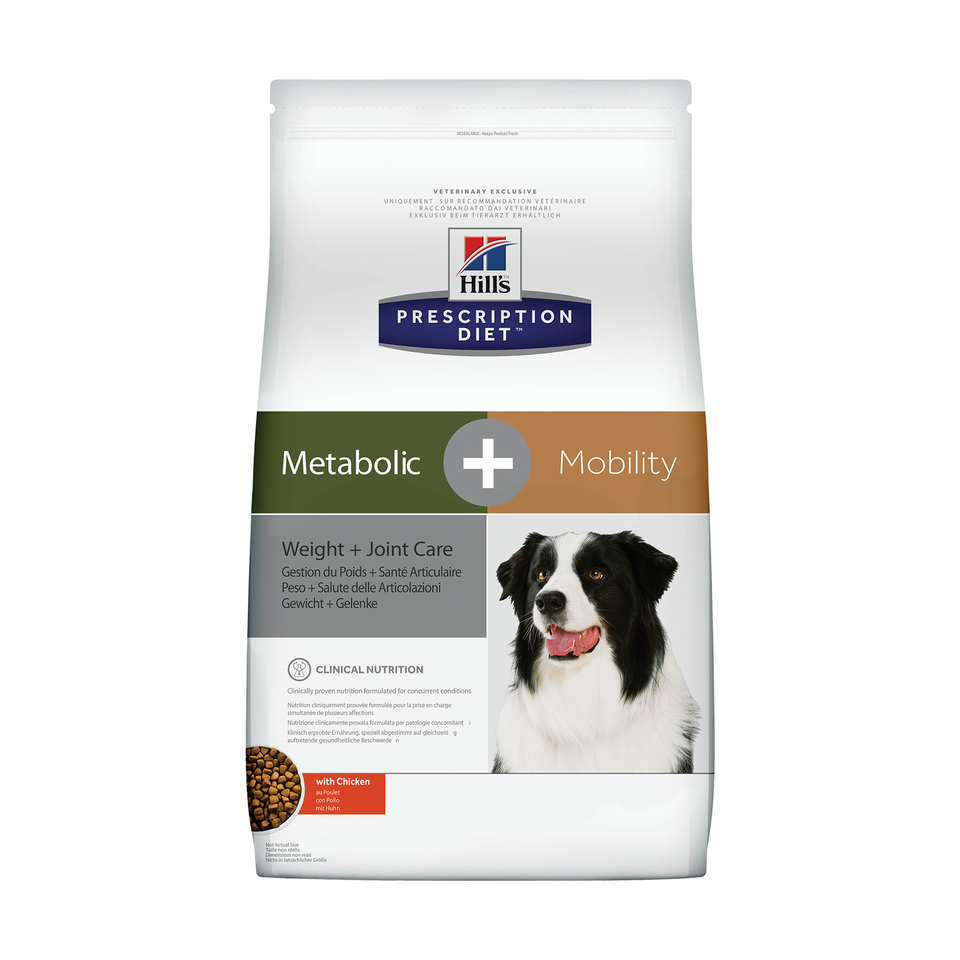 Hill`s PD Metabolic + Mobility для взрослых собак, здоровье суставов + контроль веса, курица, 12 кг