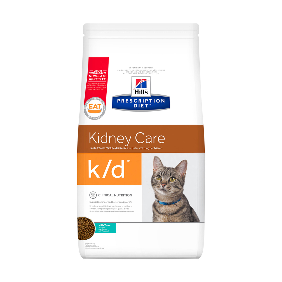 Hill`s PD k/d Kidney Care для взрослых кошек при заболеваниях почек и сердца, тунец, 1,5 кг
