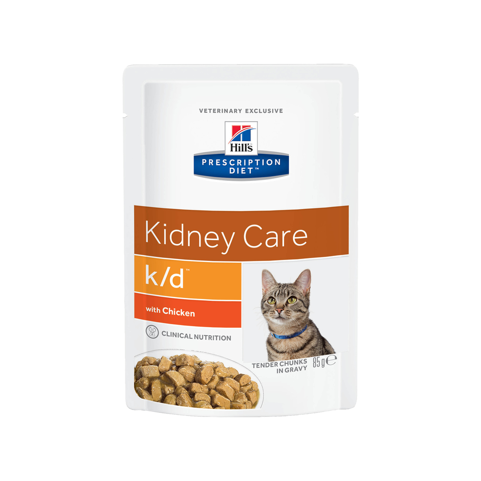 Hill`s PD k/d Kidney Care для взрослых кошек при заболеваниях почек и сердца, курица, пауч 85 г