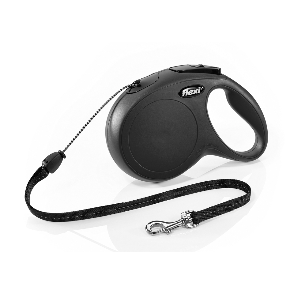 Flexi New Classic М Рулетка-поводок для собак весом до 20 кг (черный), 8 м