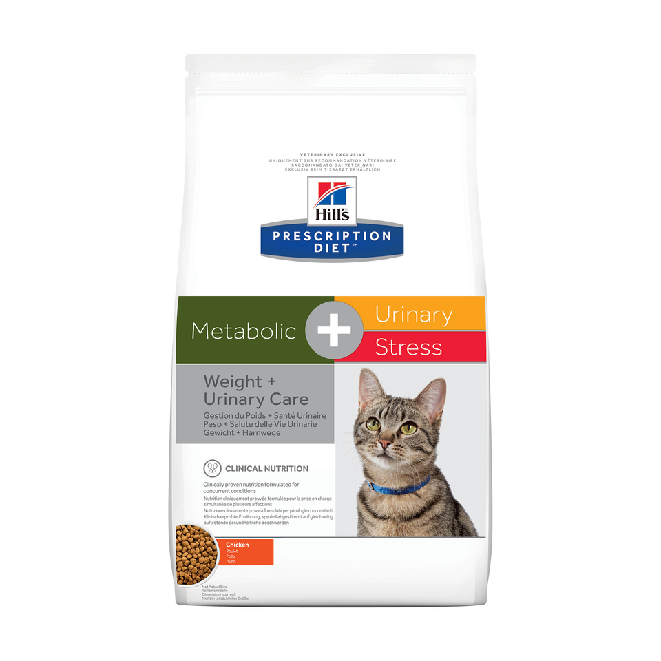 Hill`s PD Metabolic + Urinary Care Stress для взрослых кошек при стрессе, контроль веса + профилактика мочекаменной болезни, курица, 1,5 кг