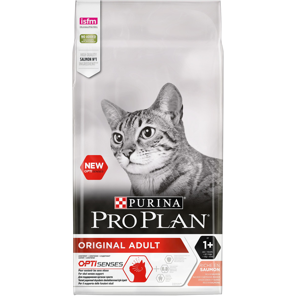 Pro Plan Original Adult OptiSenses для кошек, для поддержания органов чувств, лосось, 10 кг
