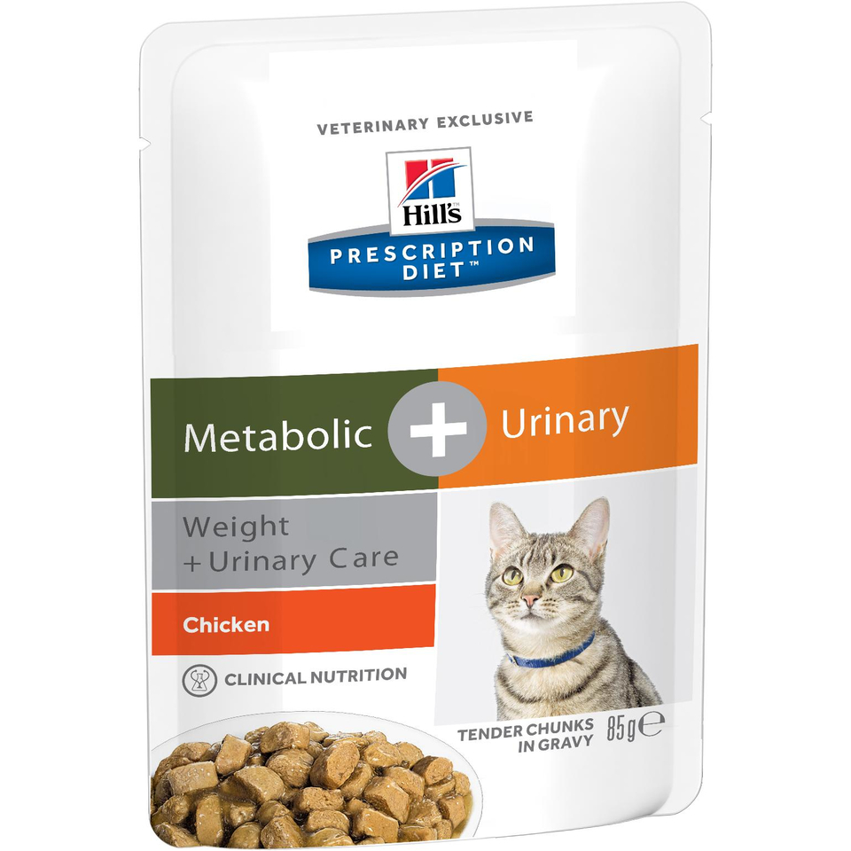 Hill`s PD Metabolic + Urinary Care для взрослых кошек, контроль веса + профилактика мочекаменной болезни, курица, пауч 85 г
