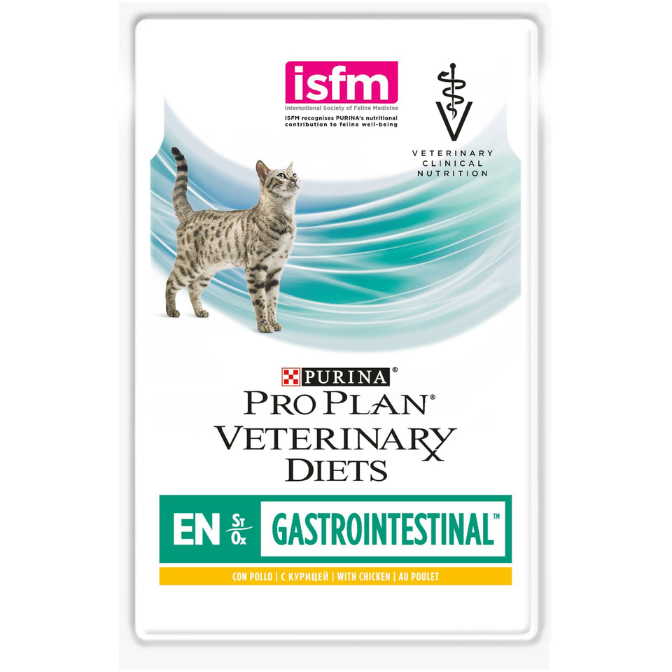 Pro Plan Veterinary diets EN St/Ox Gastrointestinal для кошек всех возрастов при расстройствах пищеварения, курица, пауч 85 г