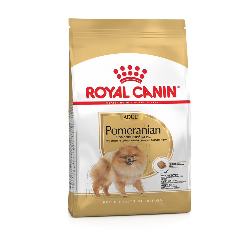 Royal Canin Pomeranian Adult для взрослых померанских шпицев с 8 месяцев, курица, 500 г