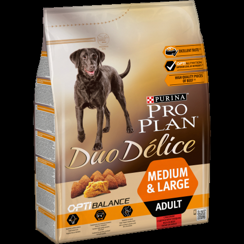 Pro Plan Duo Delice Medium & Large Adult для взрослых собак средних и крупных пород, говядина, 2,5 кг