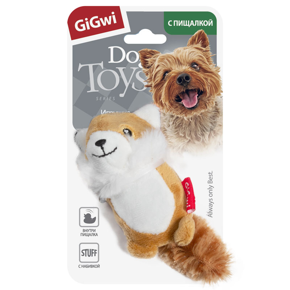 GiGwi Лисичка с пищалкой, игрушка для собак