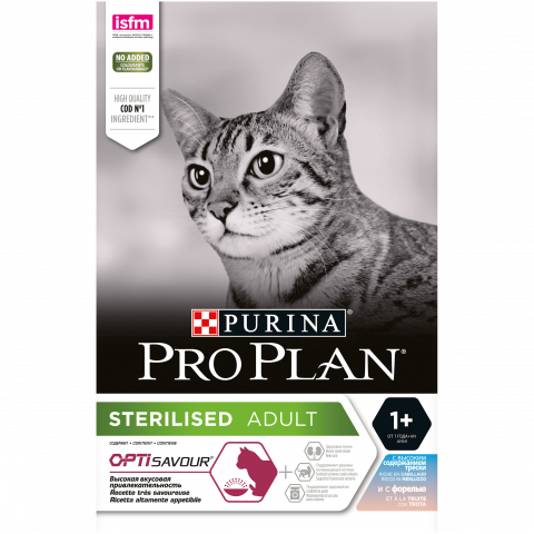 Pro Plan Sterilised OptiSavour для стерилизованных кошек, треска/форель, 1,5 кг