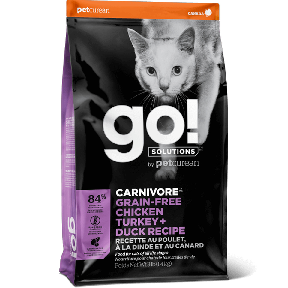 Go! Solutions Carnivore Grain-Free беззерновой для кошек всех возрастов, кормящих и беременных, 4 мяса: курица/индейка/утка/лосось, 7,26 кг