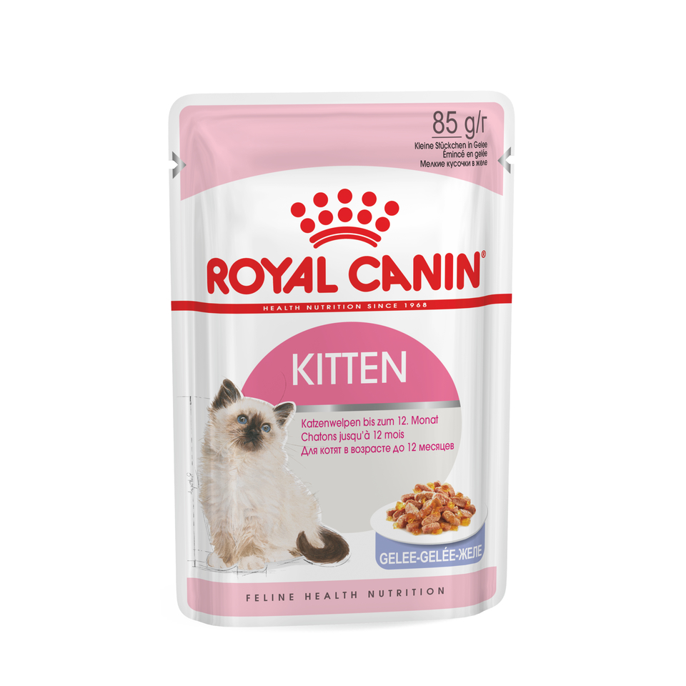 Royal Canin Second age Kitten для котят до 12 месяцев, иммунитет + здоровье кишечника, мясо, кусочки в желе, пауч 85 г