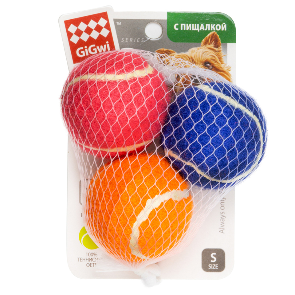GiGwi Мяч маленький с пищалкой, игрушка для собак, 3 шт.