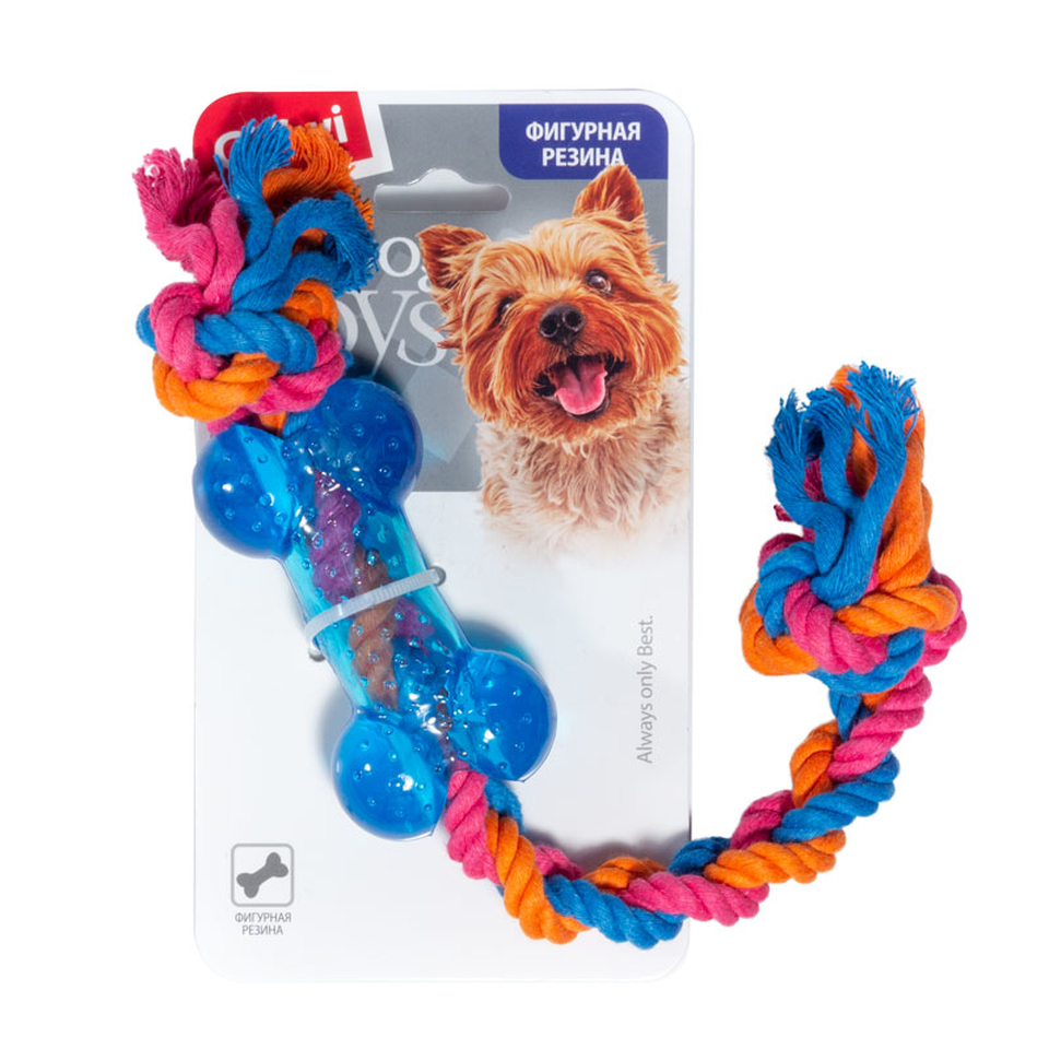 GiGwi Косточка на веревке, игрушка для собак