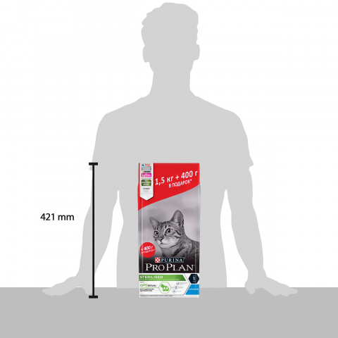 Pro Plan Sterilised OptiRenal для стерилизованных кошек, здоровье почек, кролик, 1,5 кг + 400 г