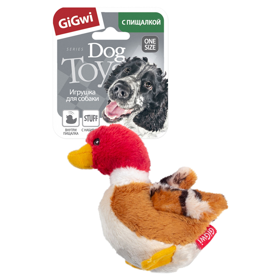 GiGwi Утка с пищалкой, игрушка для собак