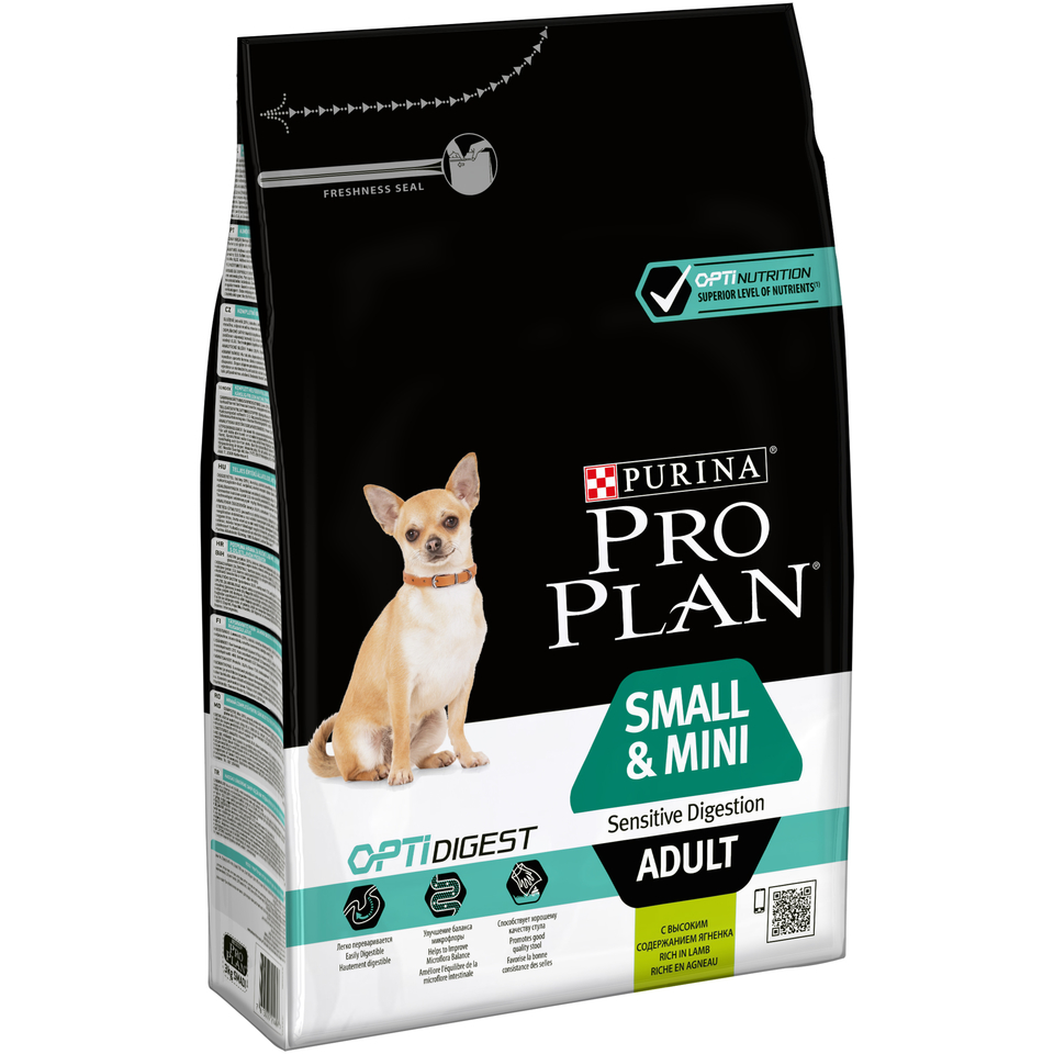 Pro Plan Small & Mini Adult sensitive digestion для взрослых собак мелких пород с чувствительным пищеварением, ягненок/рис, 3 кг