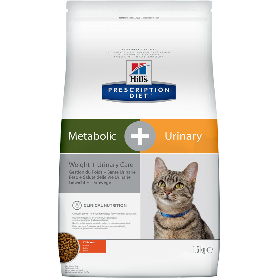 Hill`s PD Metabolic + Urinary Care для взрослых кошек, контроль веса + профилактика мочекаменной болезни, курица, 1,5 кг