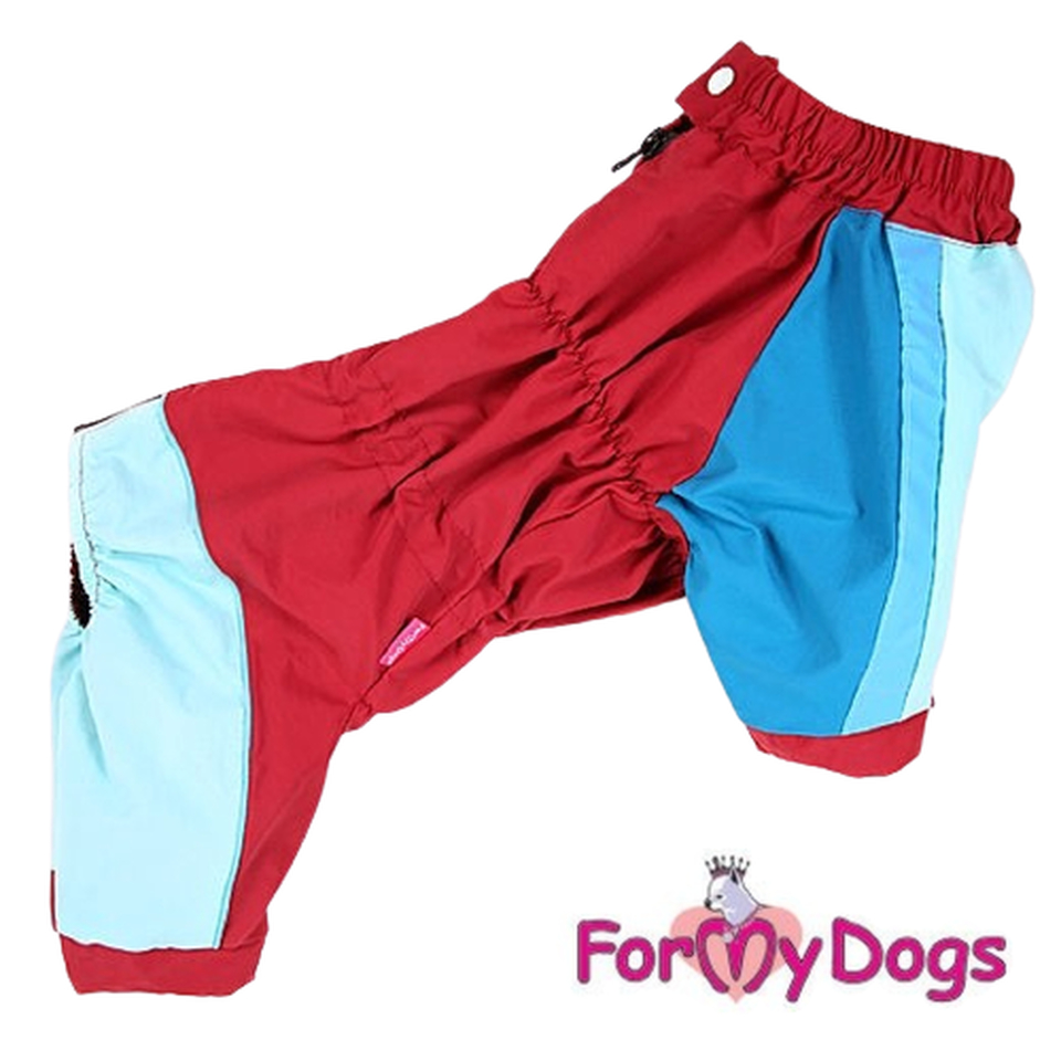 Дождевик бордово-голубой для собак-мальчиков (B1)