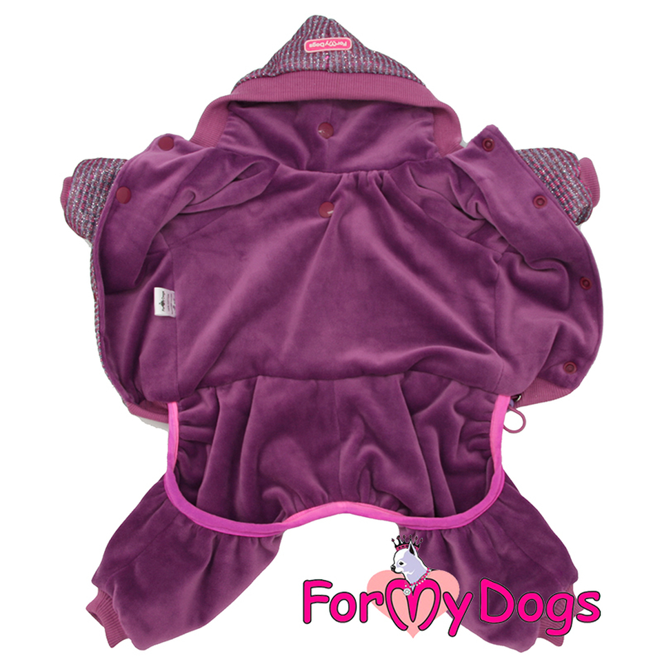 Костюм велюровый утепленный фиолетовый для собак (16)