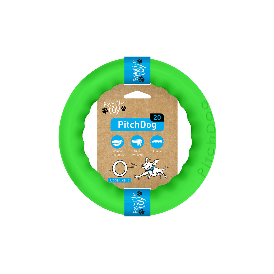 PitchDog 20 игровое кольцо для апортировки зеленое, d 20 см