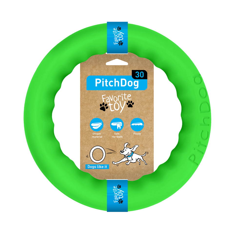 PitchDog 30 игровое кольцо для апортировки зеленое, d 28 см