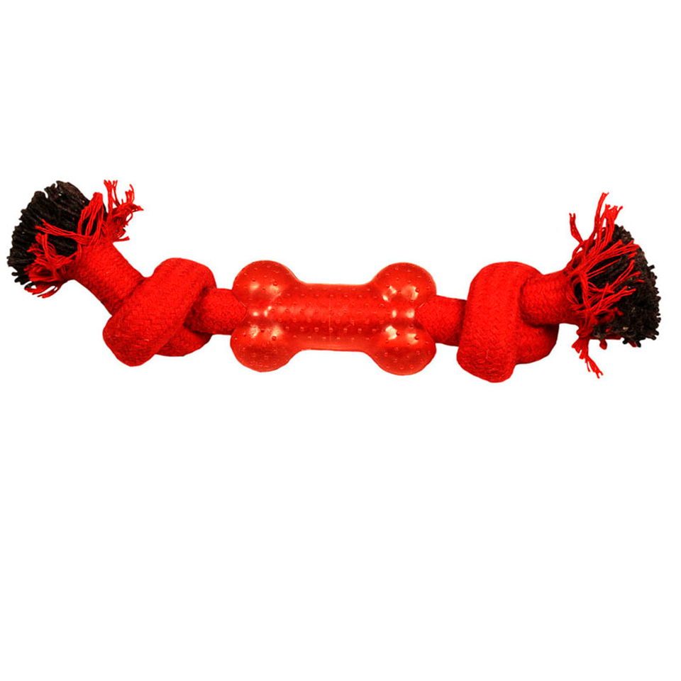 Триол Веревка-канат 2 узла и кость, игрушка для собак, 24 см