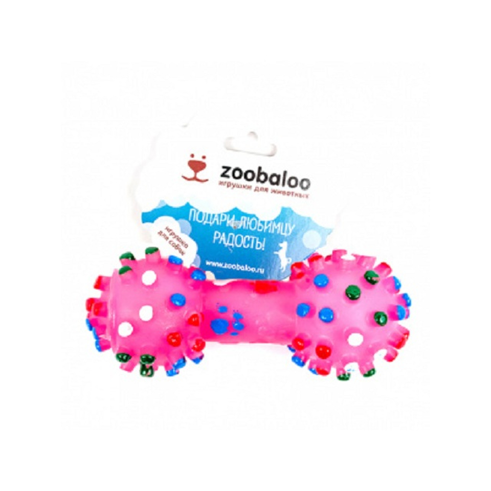 Zoobaloo Гантель резиновая, игрушка-пищалка для собак, 11 см