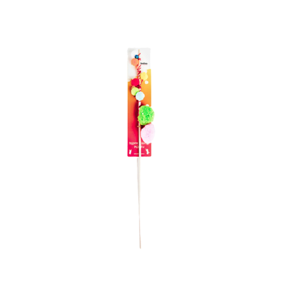 Zoobaloo Дразнилка бамбуковая Пуховки, игрушка для кошек, 60 см