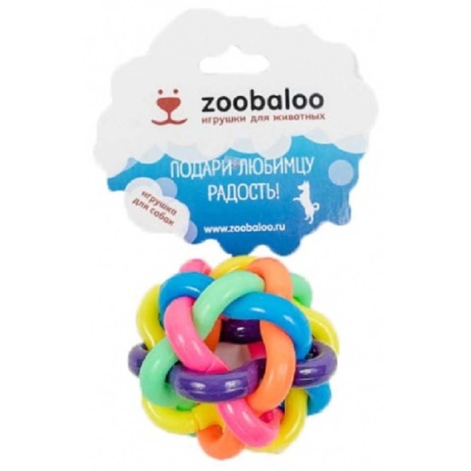 Zoobaloo Мяч из резины витой, игрушка для собак, 7 см