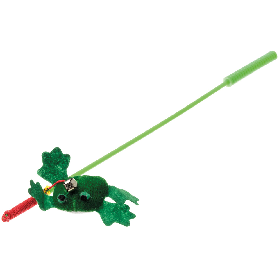 ZooOne Дразнилка-удочка Лягушка, игрушка для кошек, 37 см