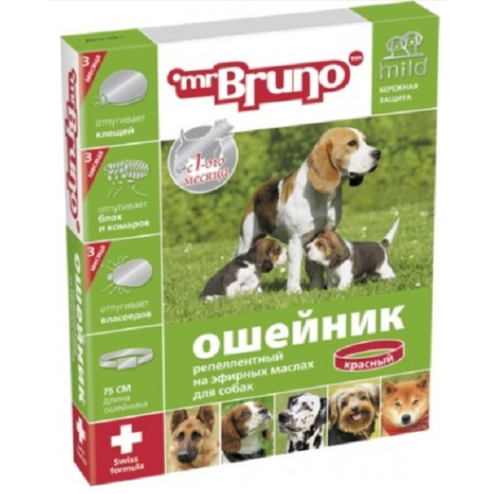 Mr.Bruno ошейник для собак репеллентный (красный), 75 см