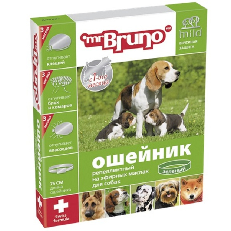 Mr.Bruno ошейник для собак репеллентный (зеленый), 75 см