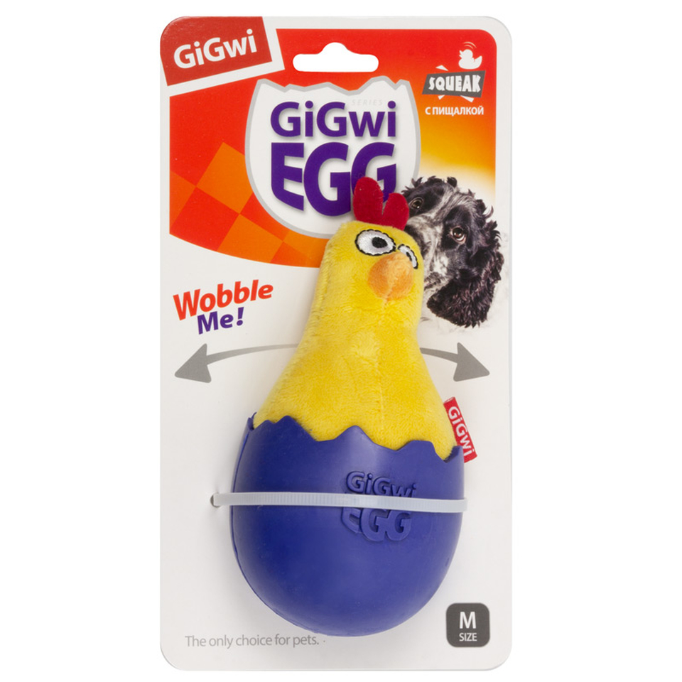GiGwi Цыпленок-неваляшка с пищалкой, игрушка для собак