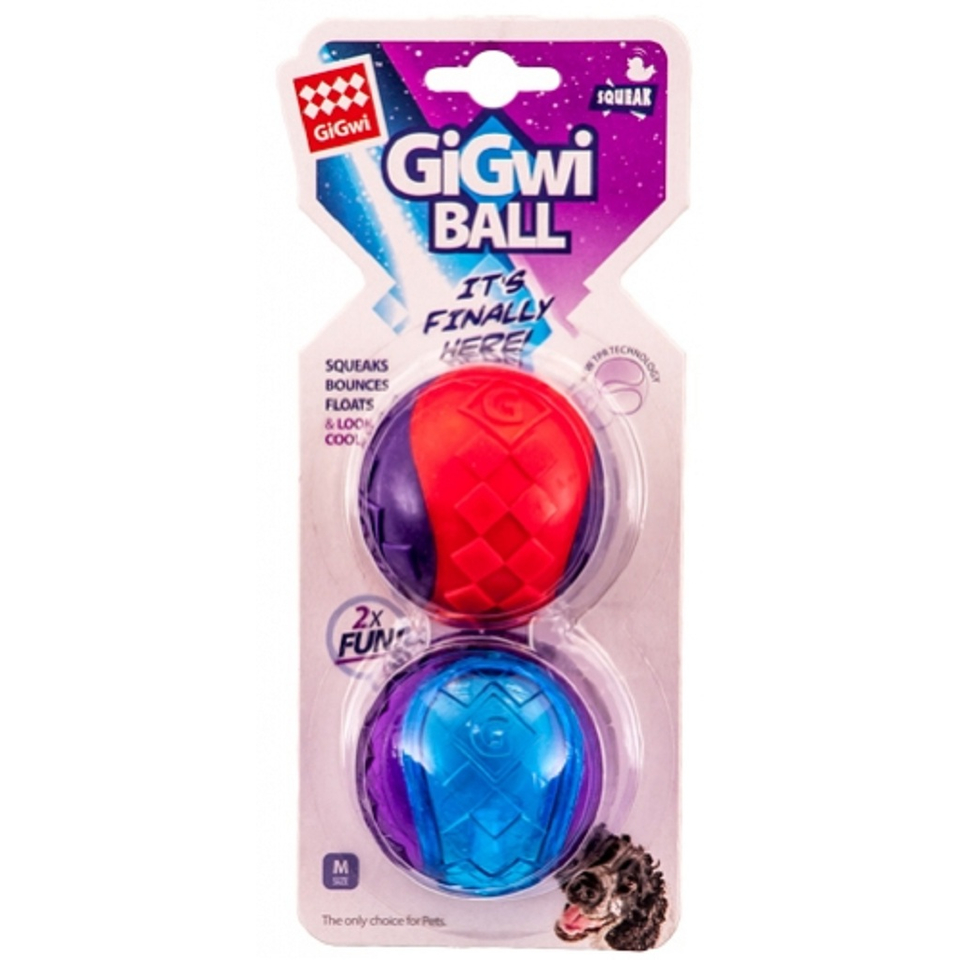 GiGwi Два мяча с пищалками, игрушка для собак