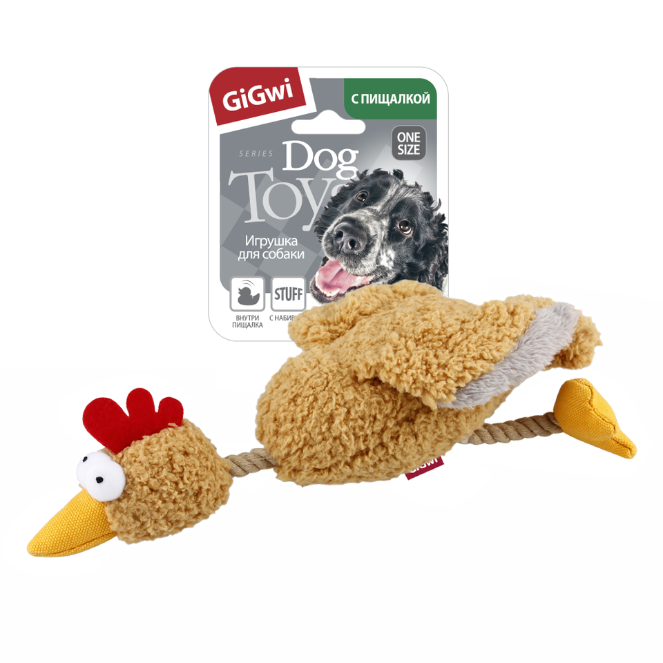 GiGwi Курица с пищалкой, игрушка для собак