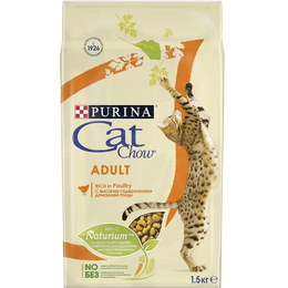 Cat Chow Adult для взрослых кошек, для поддержания иммунитета, птица, 1,5&nbsp;кг + 0,5&nbsp;кг