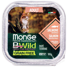 Monge Cat BWild Graifree для кошек из лосося с овощами, консервы,100&nbsp;г