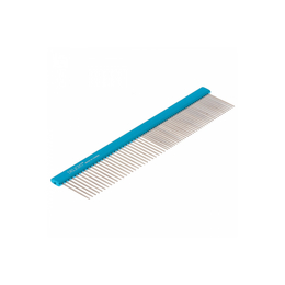 DeLIGHT Расческа алюминиевая с плоской синей ручкой, зуб 2,8см, 50/50 зубьев, 19,5 см