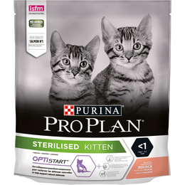 Pro Plan Kitten Sterilised OptiStart для стерилизованных котят, лосось, 400 + 400&nbsp;г