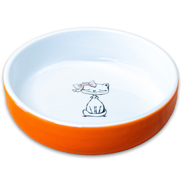 Миска керамическая «Кошка с бантиком» для кошек, 300&nbsp;мл, оранжевая