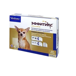 Virbac Эффитикс для собак весом 1,5–4&nbsp;кг от блох и клещей, 4&nbsp;пипетки