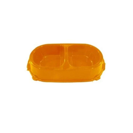 Миска пластиковая двойная нескользящая для кошек и собак мелких пород, 450 мл, оранжевая
