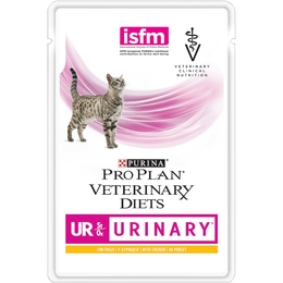 Pro Plan Veterinary diets UR St/Ox Urinary для взрослых кошек при мочекаменной болезни, курица, пауч 85 г