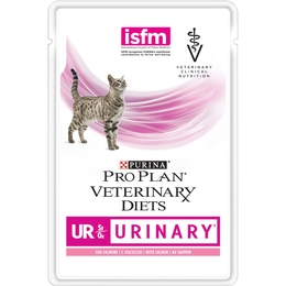 Pro Plan Veterinary diets UR St/Ox Urinary для взрослых кошек при мочекаменной болезни, лосось, пауч 85 г