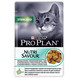 Pro Plan Sterilised для стерилизованных кошек, океаническая рыба, кусочки в желе, пауч 85&nbsp;г