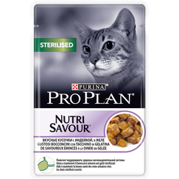 Pro Plan Sterilised NutriSavour для стерилизованных кошек, индейка, пауч 85&nbsp;г