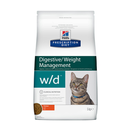 Hill`s PD w/d Digestive Weight Diabetes для взрослых кошек при диабете, ожирении, нарушении пищеварения, курица, 5 кг