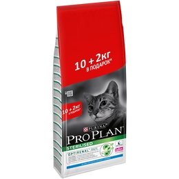 Pro Plan Sterilised OptiRenal для стерилизованных кошек, здоровье почек, кролик, 10&nbsp;кг + 2&nbsp;кг