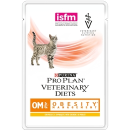 Pro Plan Veterinary diets OM St/Ox Obesity Management для взрослых кошек при ожирении, курица, пауч 85 г